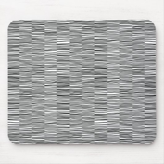 Tapis De Souris Lignes irrégulières - Noir sur Blanc (Devant)