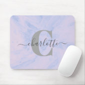 Tapis De Souris Lilac Lavender Marbre Élégant Nom du monogramme (Avec souris)