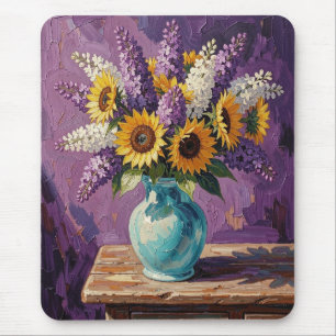 Tapis De Souris Lilas et Tournesols Design Botanique