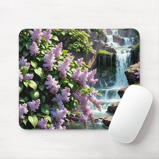 Tapis De Souris Lilas violets et cascades (Avec souris)