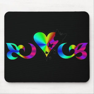 Tapis De Souris Lily Heart et Butterfy - rainbowart