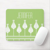Tapis De Souris Lime Green Art Déco Floral Mousepad (Avec souris)