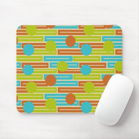 Tapis De Souris Lime Green, Cinnamon Brown, Rectangles Turquoise (Avec souris)