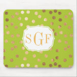 Tapis De Souris Lime Green et Gold Parties scintillant City Dots M<br><div class="desc">Des points modernes et tendance de parties scintillant faux or sur un arrière - plan vert citron avec monogramme.</div>