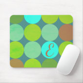 Tapis De Souris Lime Vert Turquoise Turquoise & Rust Cercles Monog (Avec souris)