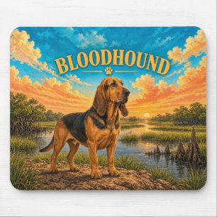 Tapis De Souris Limier, Marais des Everglades Aquarelle Vintage