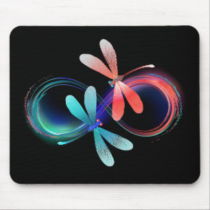 Tapis De Souris L'infini avec des libellules lumineuses