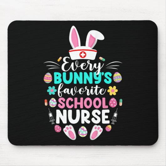 Tapis De Souris L'infirmière de l'école préférée de chaque lapin D (Devant)