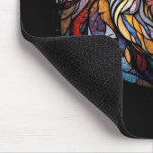 Tapis De Souris Lion Animal Portrait Vitrail Forêt faunique (Coin)