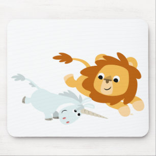 Tapis De Souris Lion caricature mignonne et mousepad licorne