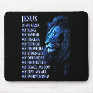 Tapis De Souris Lion Christian Jésus est mon roi, Dieu, Seigneur e