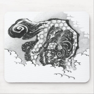 Tapis De Souris Lion japonais de gardien de Shishi d'encre par