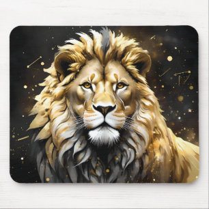 Tapis De Souris Lion Mâle Majestic D'Or Et De Gris,