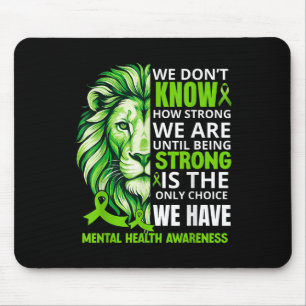 Tapis De Souris Lion Motivational Ruban Vert Mental Santé Aware
