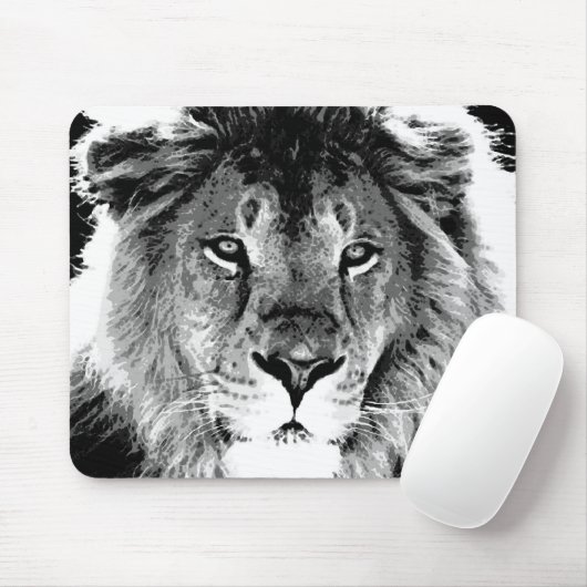 Tapis De Souris Lion noir et blanc (Avec souris)