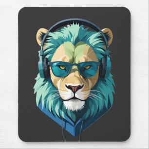 Tapis De Souris Lion portant Sweat - shirt à capuche drôle Cool an