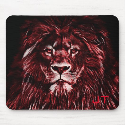 Tapis De Souris Lion rouge majestueux monogramme (Devant)