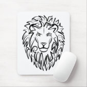 Tapis De Souris Lion tribal noir et blanc (Avec souris)