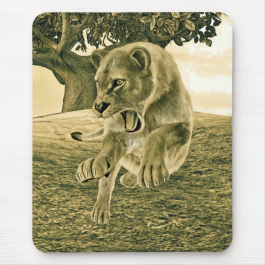 Tapis De Souris Lionne Chasseuse (Devant)