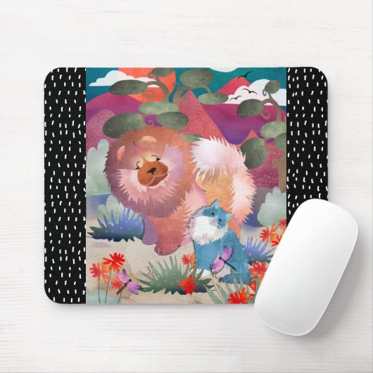 Tapis De Souris LIONZ AND DRAGONZ chow and cat - Mousepad (Avec souris)