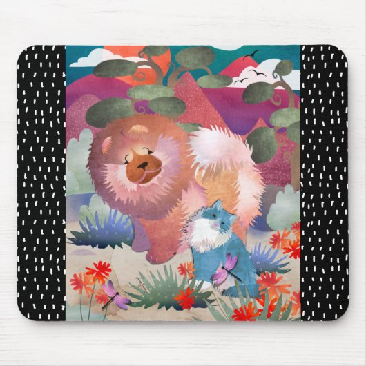 Tapis De Souris LIONZ AND DRAGONZ chow and cat - Mousepad (Devant)
