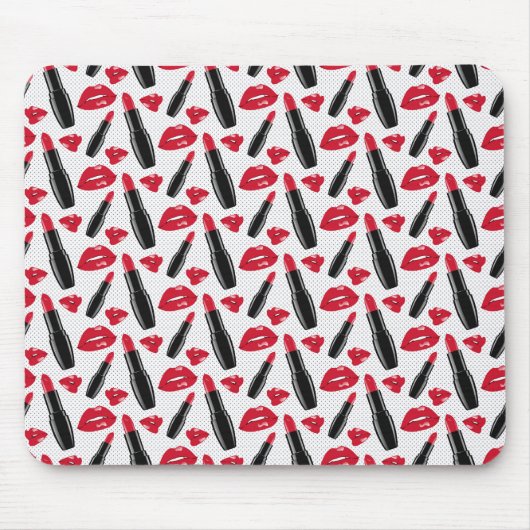 Tapis De Souris Lipstick Et Lips Polka Dot Motif (Devant)