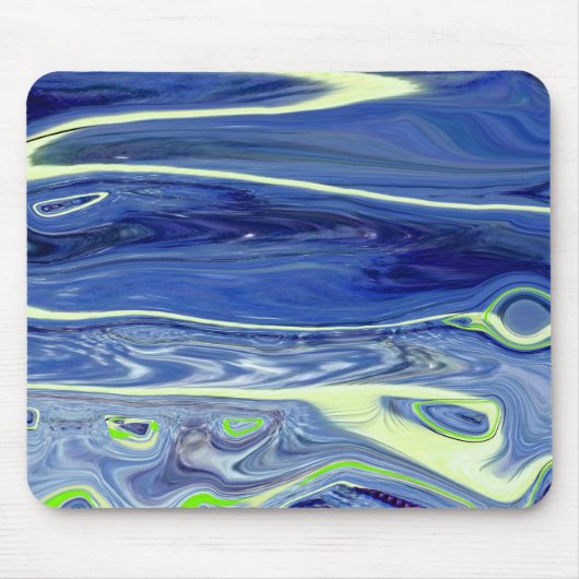 Tapis De Souris Liquide Abstrait Bleu et Vert (Devant)