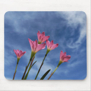 Tapis De Souris Lis de pluie roses ciel bleu
