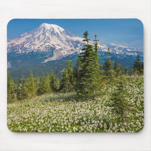 Tapis De Souris Lis des avalanches et Mont Rainier (Devant)