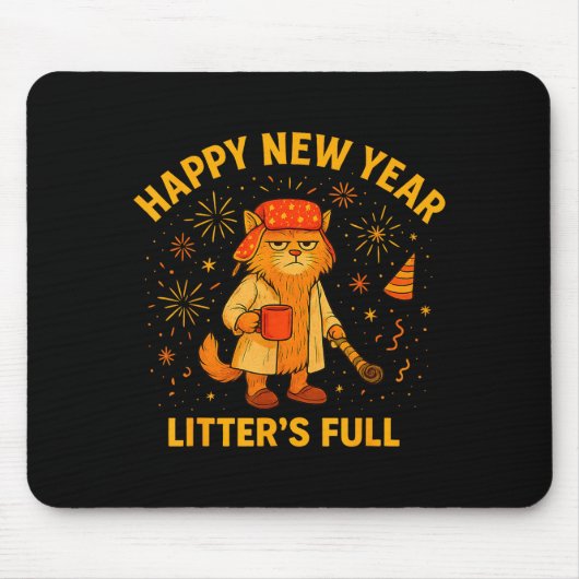 Tapis De Souris Litter’s Full Funny Cat Lovers Happy New Year (Devant)