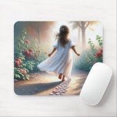 Tapis De Souris Little Girl Running On a Heart Path (Avec souris)