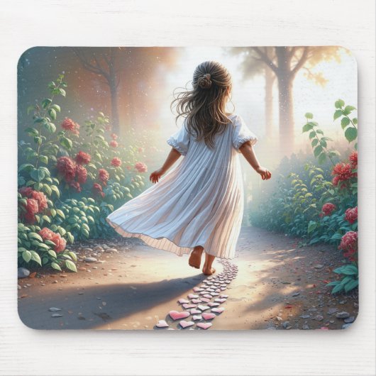 Tapis De Souris Little Girl Running On a Heart Path (Devant)
