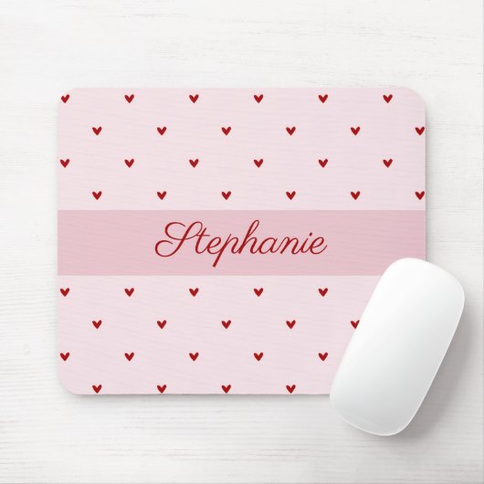 Tapis de souris Little Red Heats nom rose (Avec souris)