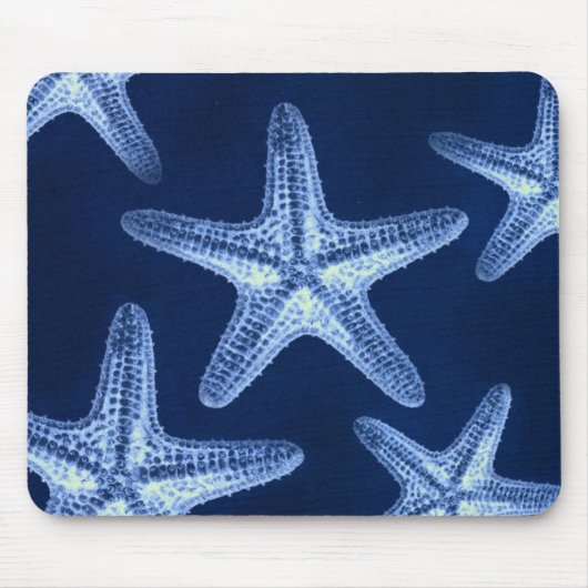 Tapis De Souris littoral chic plage rustique nautique bleu étoile (Devant)