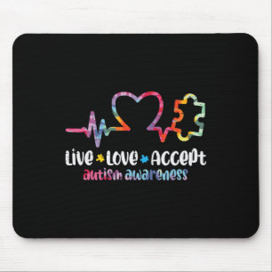 Tapis De Souris Live Love Accepter Sensibilisation sur l'autisme M