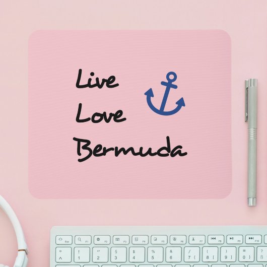 Tapis De Souris Live Love Bermuda Script Texte avec Ancre