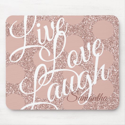 Tapis De Souris Live Love Lauve Nom Script Parties scintillant ros (Devant)