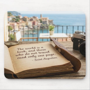 Tapis de souris livre vintage citation de voyage d