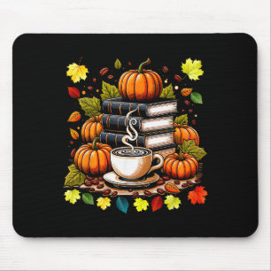 Tapis De Souris Livres Café Automne Feuilles Et Citrouilles Biblio