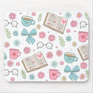 Tapis De Souris Livres et fleurs de printemps