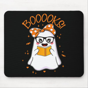 Tapis De Souris Livres Ghost Halloween femmes enseignant bibliothè