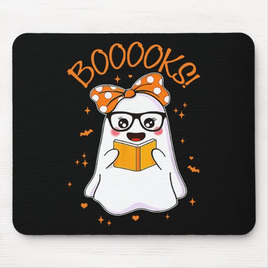 Tapis De Souris Livres Ghost Halloween femmes enseignant bibliothè (Devant)