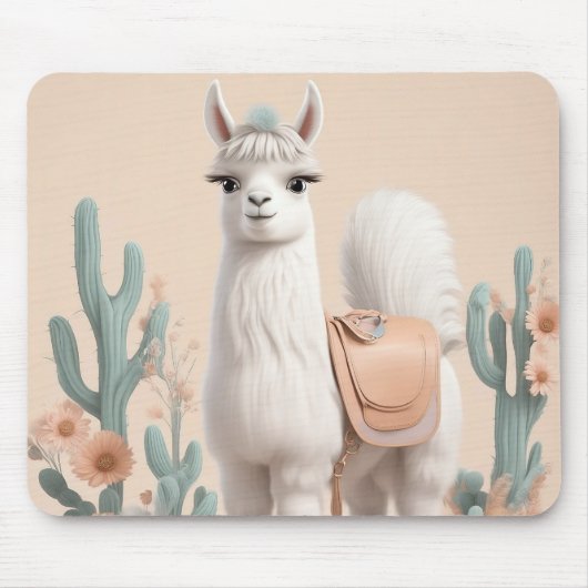Tapis De Souris Llama à selle dans le désert (Devant)
