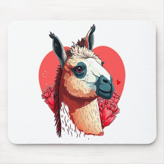 Tapis De Souris Llama Cute Alpaca Valentines Day Animal  (Devant)