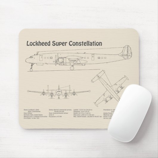 Tapis De Souris Lockheed L-1049 Super Constellation - Plans SD (Avec souris)