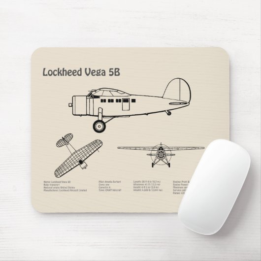 Tapis De Souris Lockheed Vega 5B - Plans d'avion SD (Avec souris)