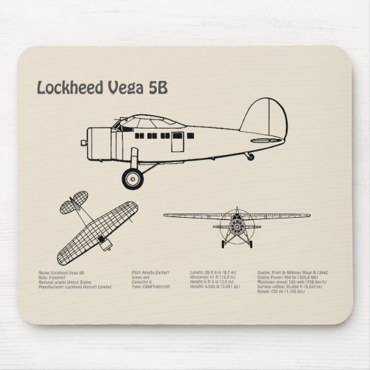 Tapis De Souris Lockheed Vega 5B - Plans d'avion SD (Devant)