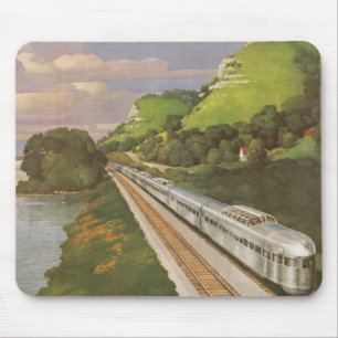 Tapis De Souris Locomotive vintage en campagne, Vacances en train