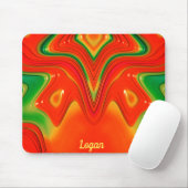 Tapis De Souris LOGAN ~ Design vert rouge et jaune (Avec souris)