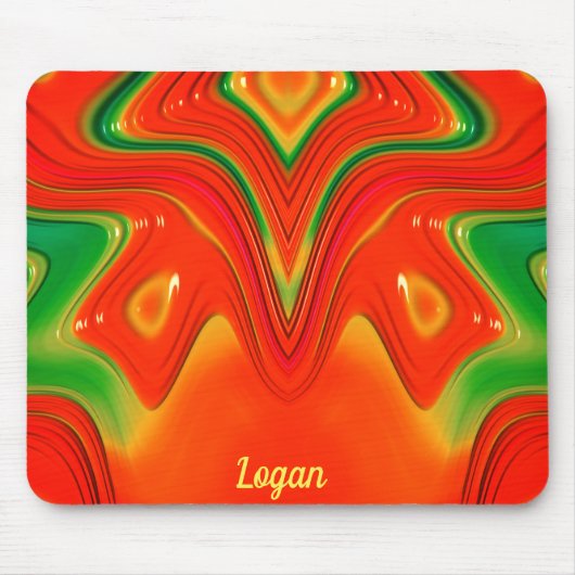Tapis De Souris LOGAN ~ Design vert rouge et jaune (Devant)